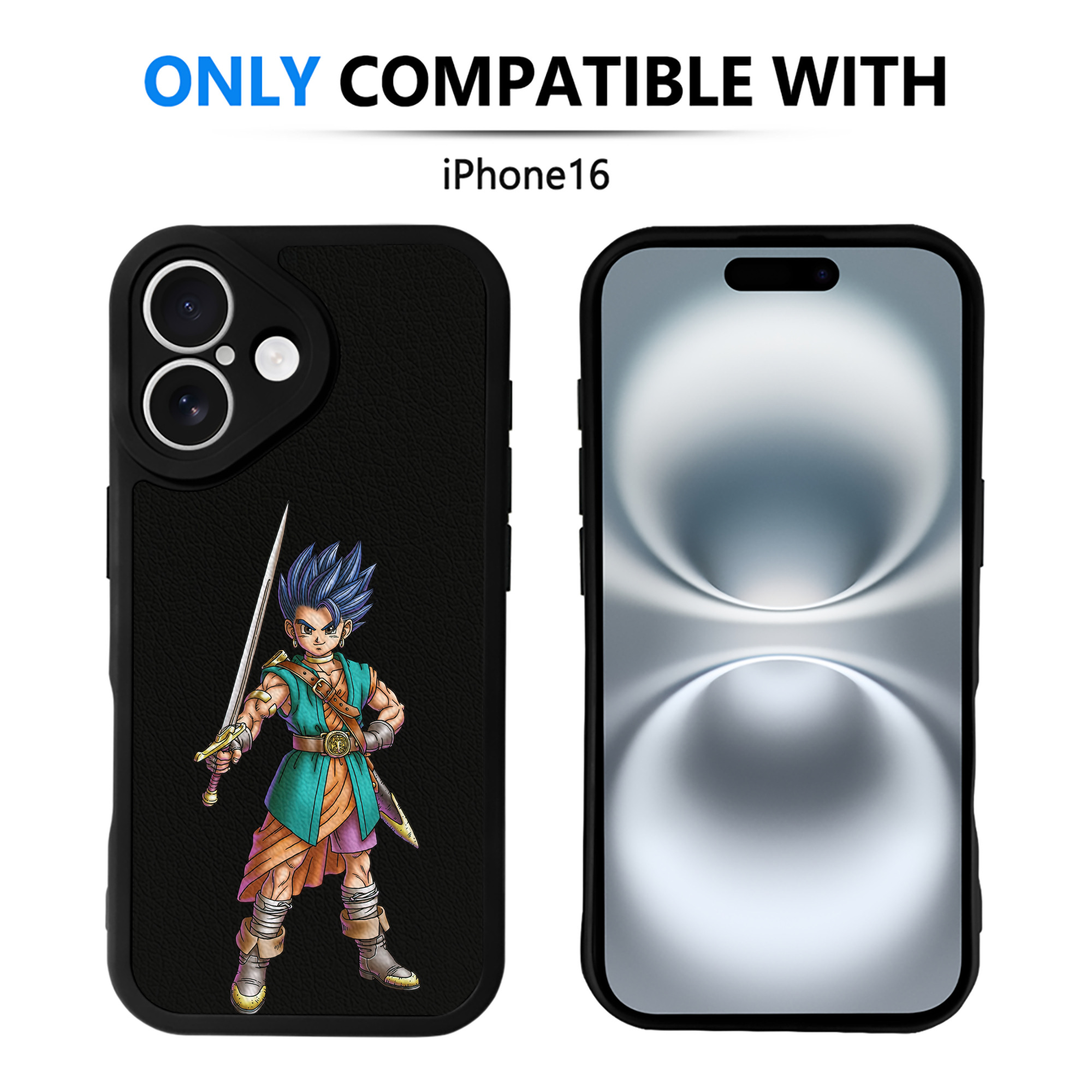 （画像用） ドラゴンクエスト Doragon Kuesuto Dragon Quest 【iPhone 16シリーズ対応】シリコンスマホケース（レザー調） 材質：シリコン